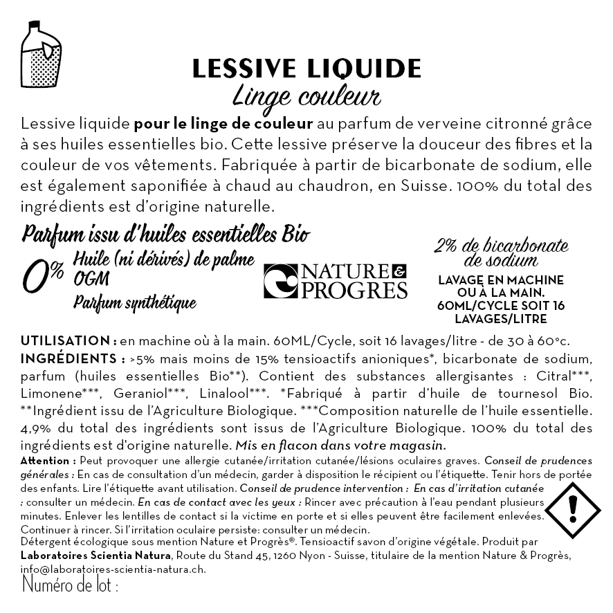 Contre étiquette - Lessive liquide - Linge de couleur