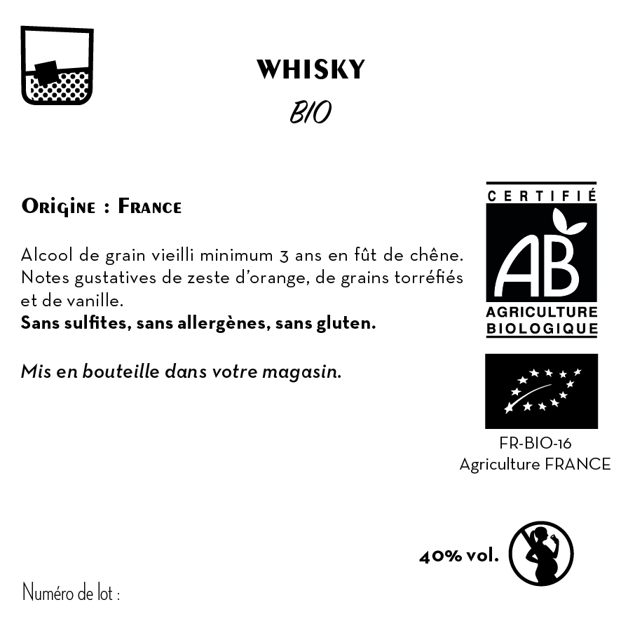 Contre étiquette - Whisky Biologique 40% - Bio
