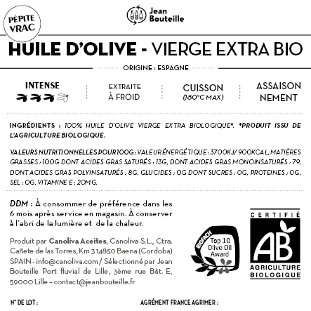 Contre étiquette - Huile d'Olive Vierge Extra - Bio