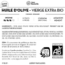 [CE0042] Contre étiquette - Huile d'Olive Vierge Extra - Bio