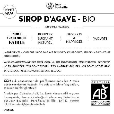 Contre étiquette - Sirop d'agave - Bio