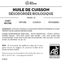 [CE0062] Contre étiquette - Huile de Cuisson Tournesol Désodorisé - Bio - BIB10L