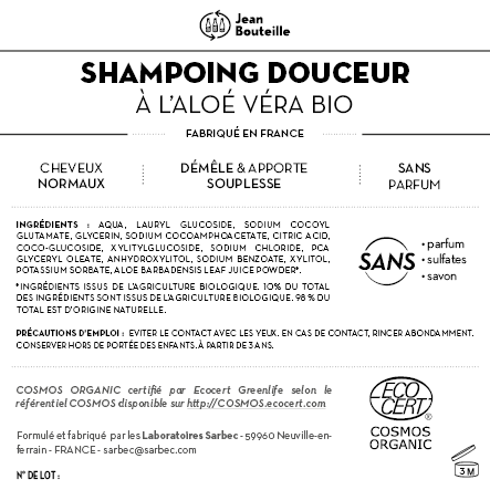 Contre étiquette - Shampoing douceur - Aloe Vera - BIB10L