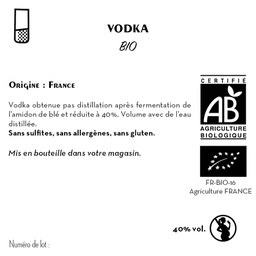 [CE0026] Contre étiquette - Vodka Biologique 40% - Bio