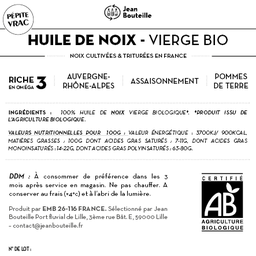[CE0075] Contre étiquette - Huile de Noix Vierge - Bio - BIB3L