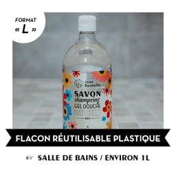 [G100H-30] Carton de 30 bouteilles réutilisable plastique - Salle de bains format L contenance env.1L