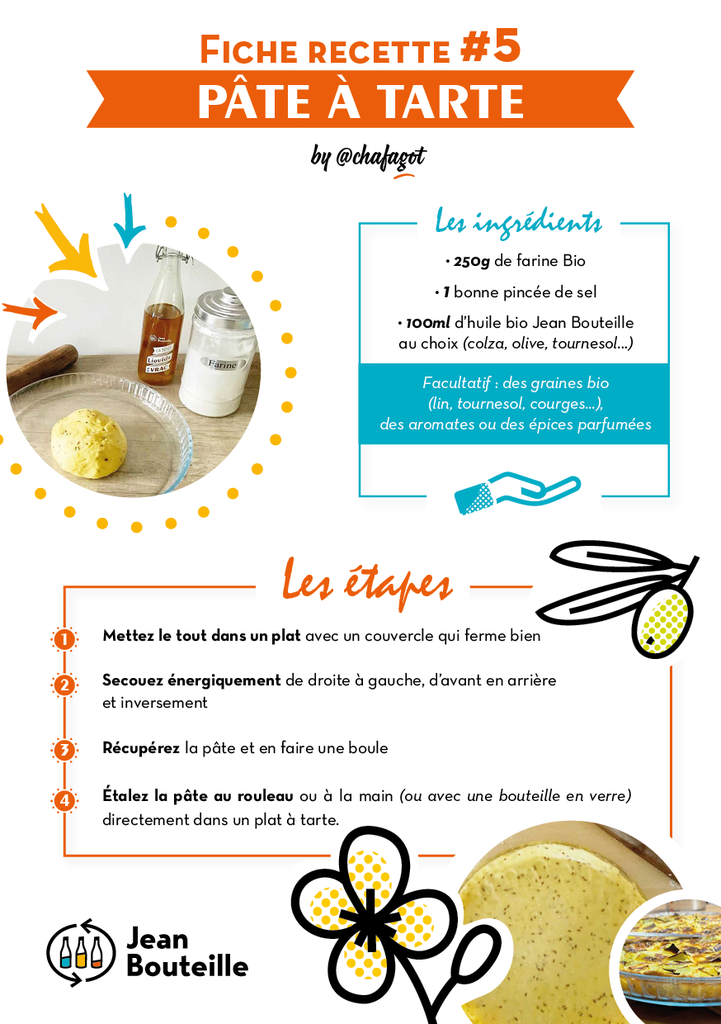 Fiche recette #5 : Pâte à tarte maison avec nos huiles bio Jean Bouteille